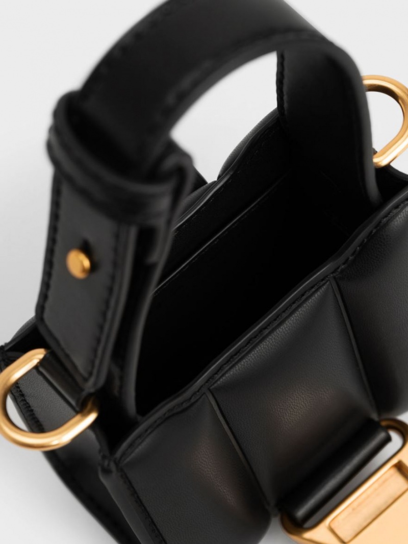 Genti Mini Charles & Keith Ivy Top Handle Negrii | 315VNGHQC