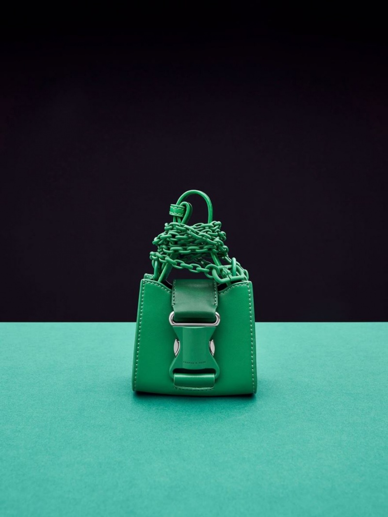 Genti Mini Charles & Keith Ivy Top Handle Verzi | 980VZJKYX