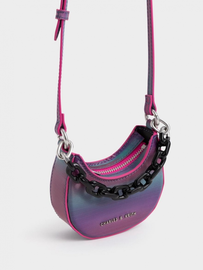 Genti Mini Charles & Keith Koi Chain Handle Ombre Paon | 024PVJOTM