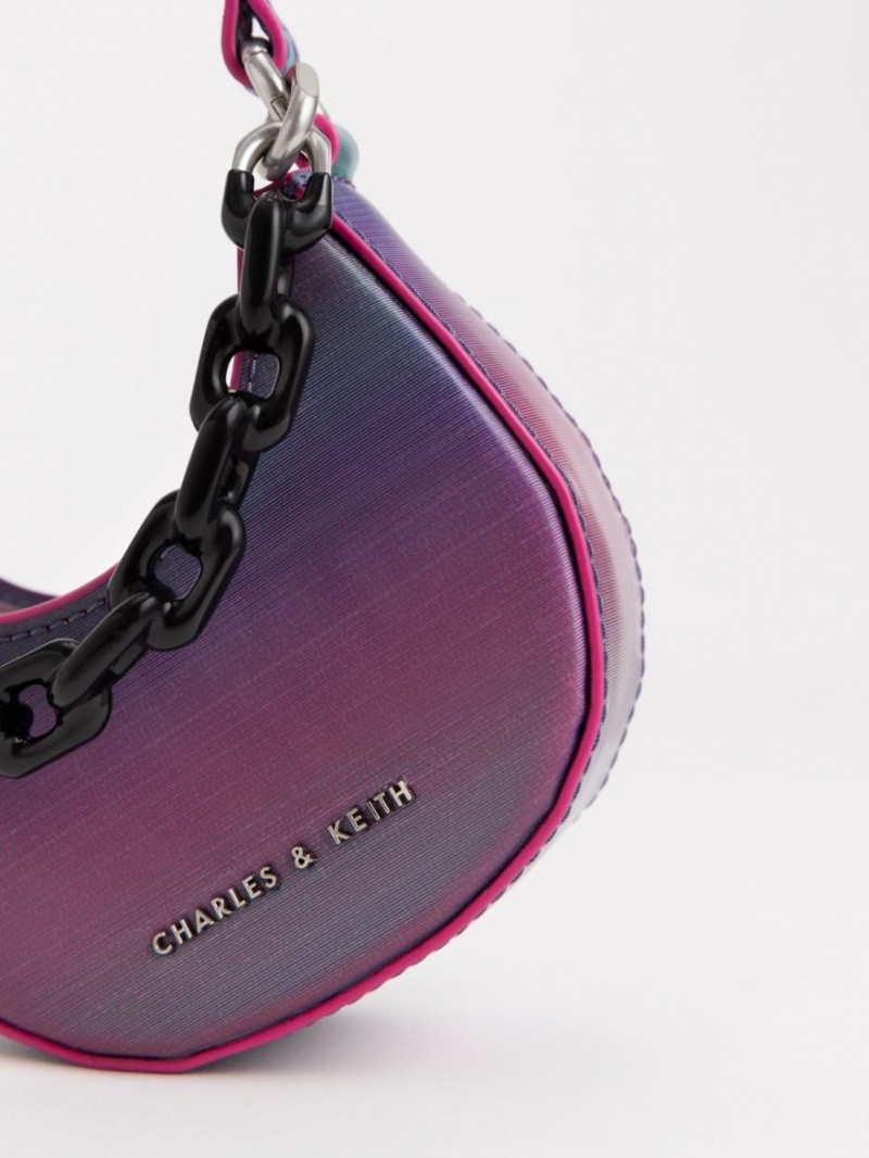 Genti Mini Charles & Keith Koi Chain Handle Ombre Paon | 024PVJOTM