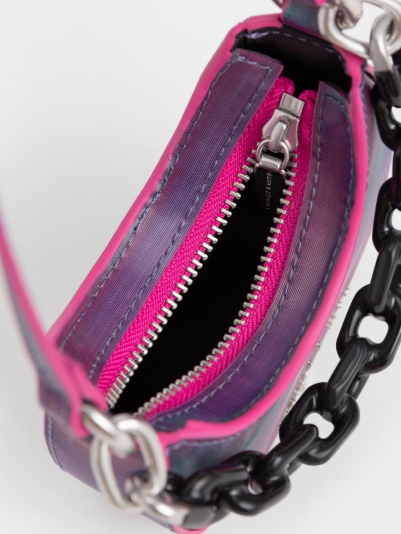 Genti Mini Charles & Keith Koi Chain Handle Ombre Paon | 024PVJOTM