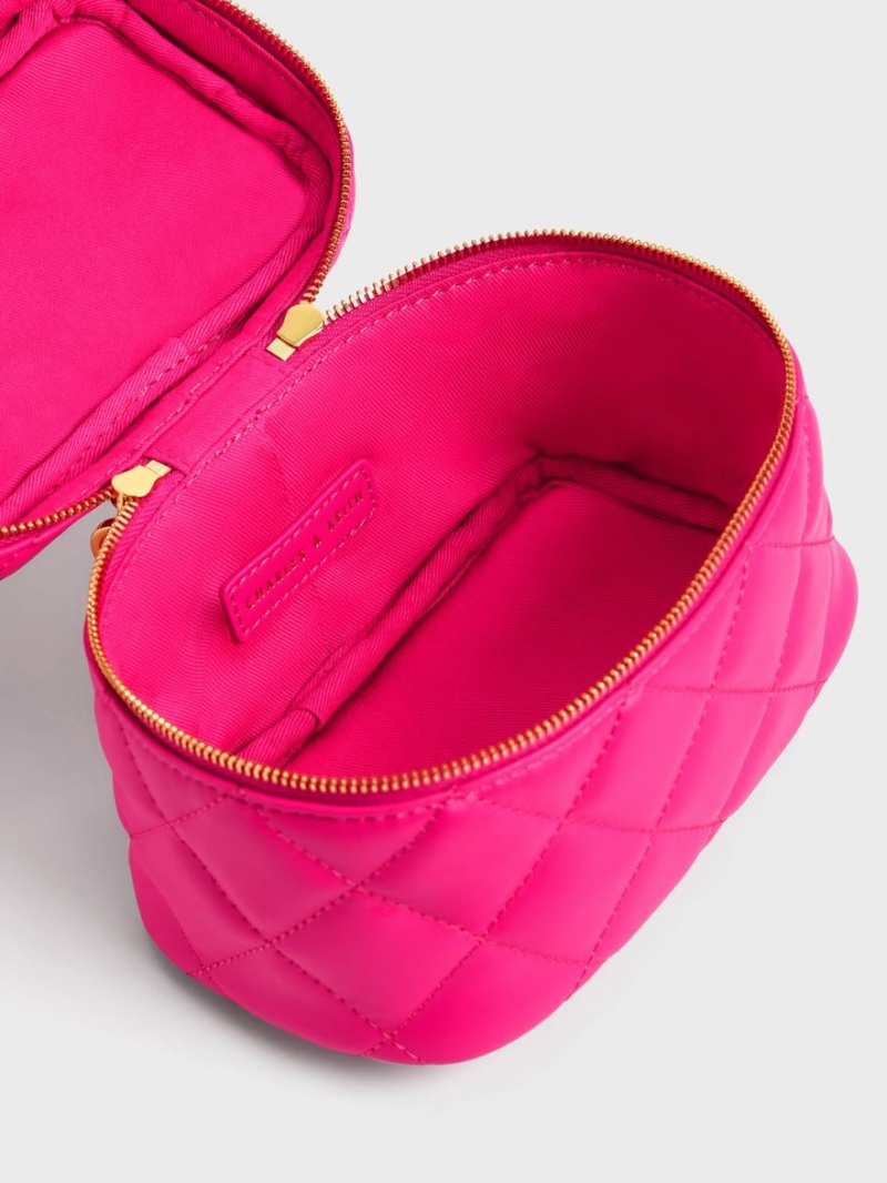 Genti Mini Charles & Keith Matlasat Two-Way Zip Fucsie | 365UXFZOQ