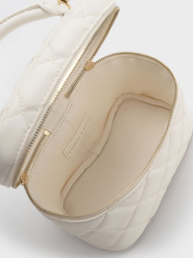 Genti Mini Charles & Keith Matlasat Two-Way Zip Albi | 385YISGMQ