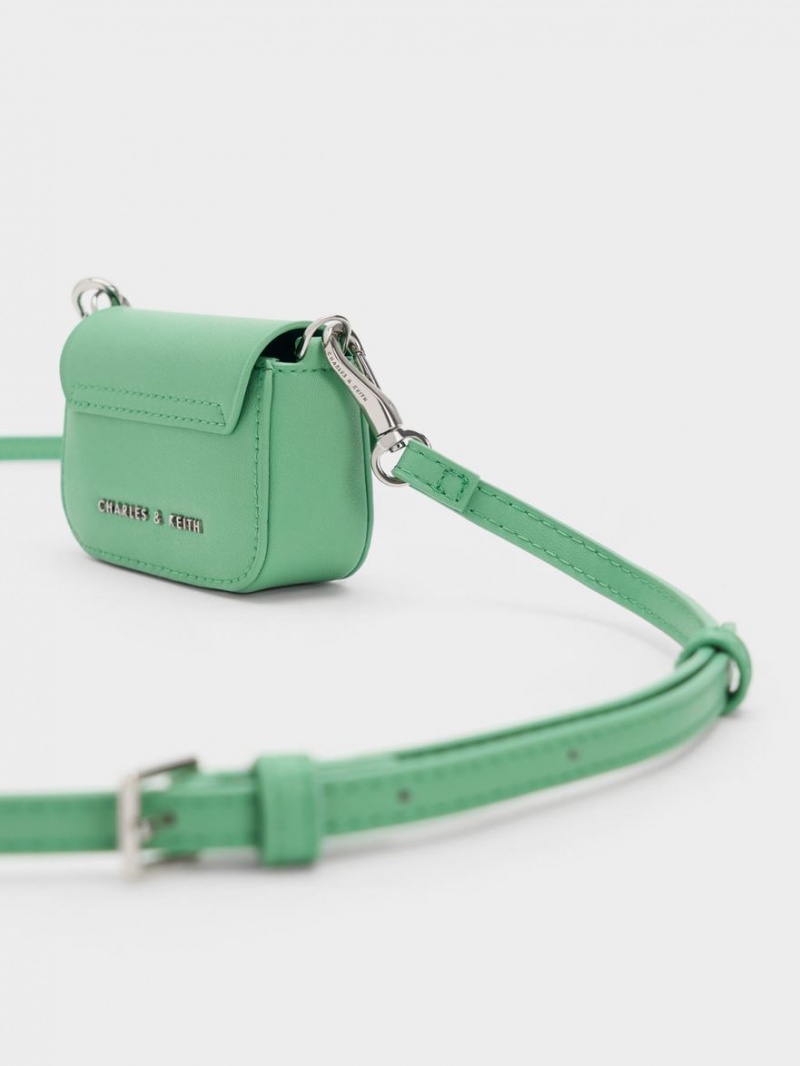 Genti Mini Charles & Keith Micro Koa Square Push-Lock Verzi | 085TEHIUP