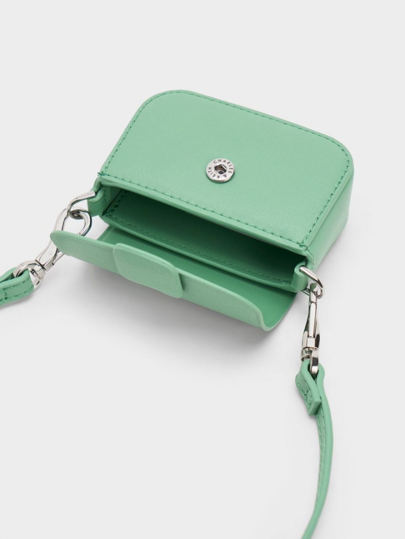 Genti Mini Charles & Keith Micro Koa Square Push-Lock Verzi | 085TEHIUP