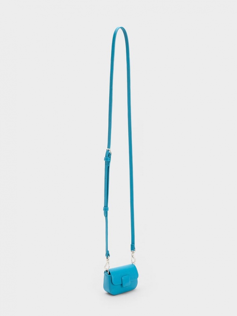 Genti Mini Charles & Keith Micro Koa Square Push-Lock Albastri | 654IJXORM