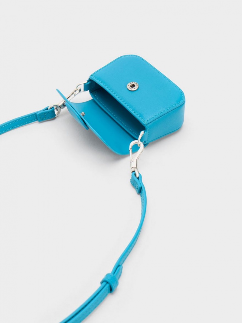 Genti Mini Charles & Keith Micro Koa Square Push-Lock Albastri | 654IJXORM