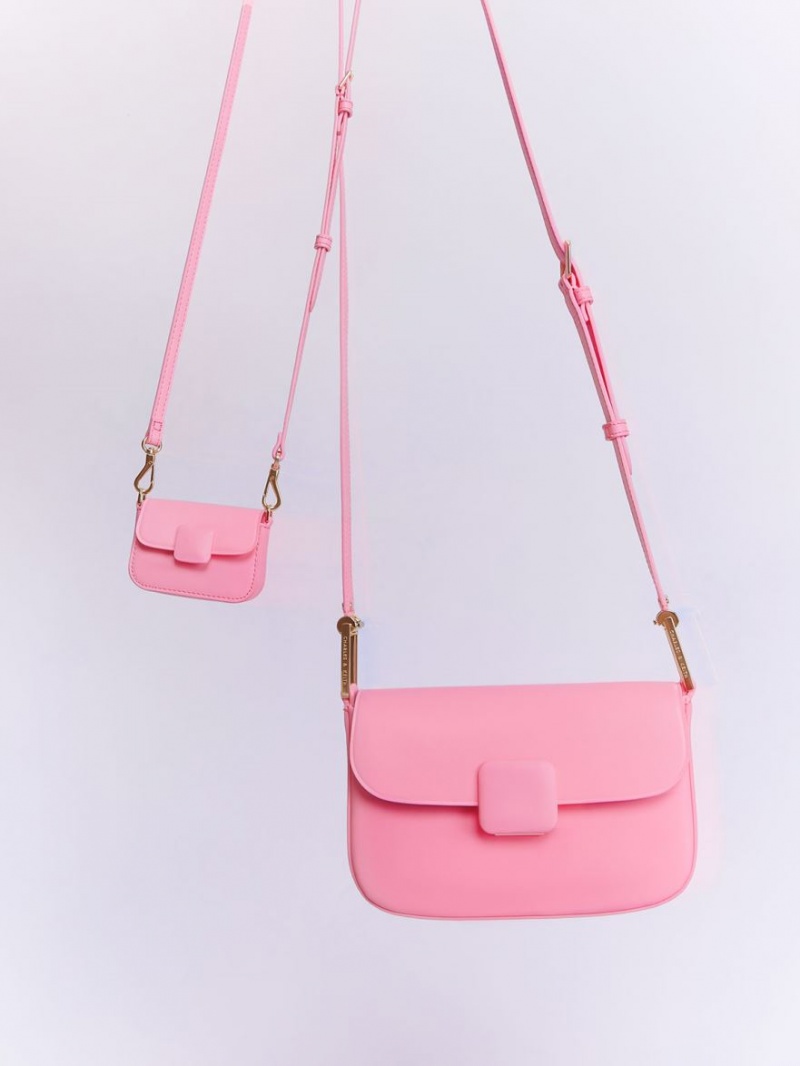 Genti Mini Charles & Keith Micro Koa Square Push-Lock Roz | 015CNRKOY