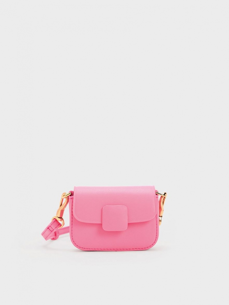 Genti Mini Charles & Keith Micro Koa Square Push-Lock Roz | 015CNRKOY