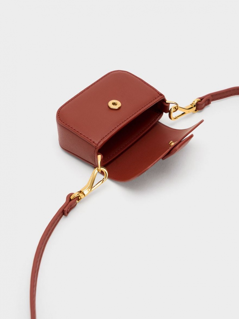 Genti Mini Charles & Keith Micro Koa Square Push-Lock Rosii Inchis | 430TQZSUW
