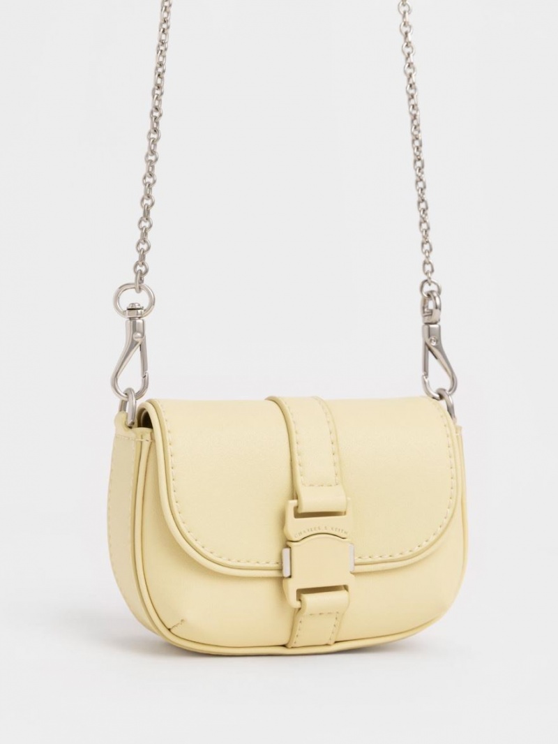 Genti Mini Charles & Keith Zetta Belt Cu Catarama Galbeni | 826LCDYVQ