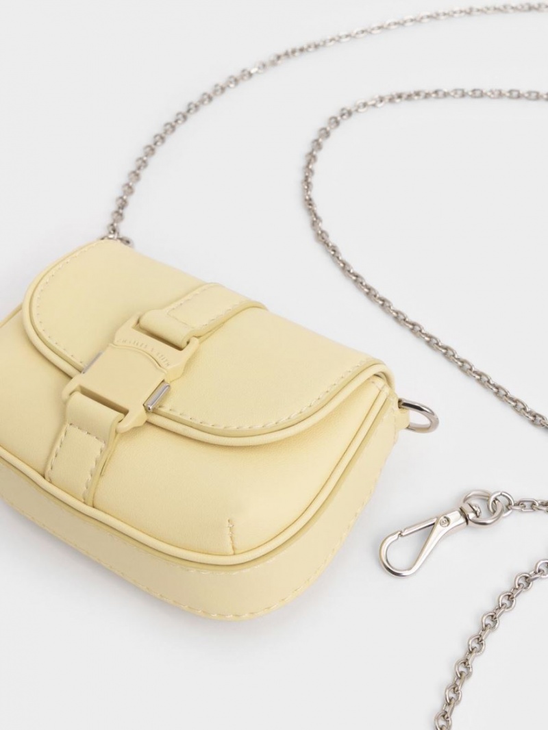 Genti Mini Charles & Keith Zetta Belt Cu Catarama Galbeni | 826LCDYVQ