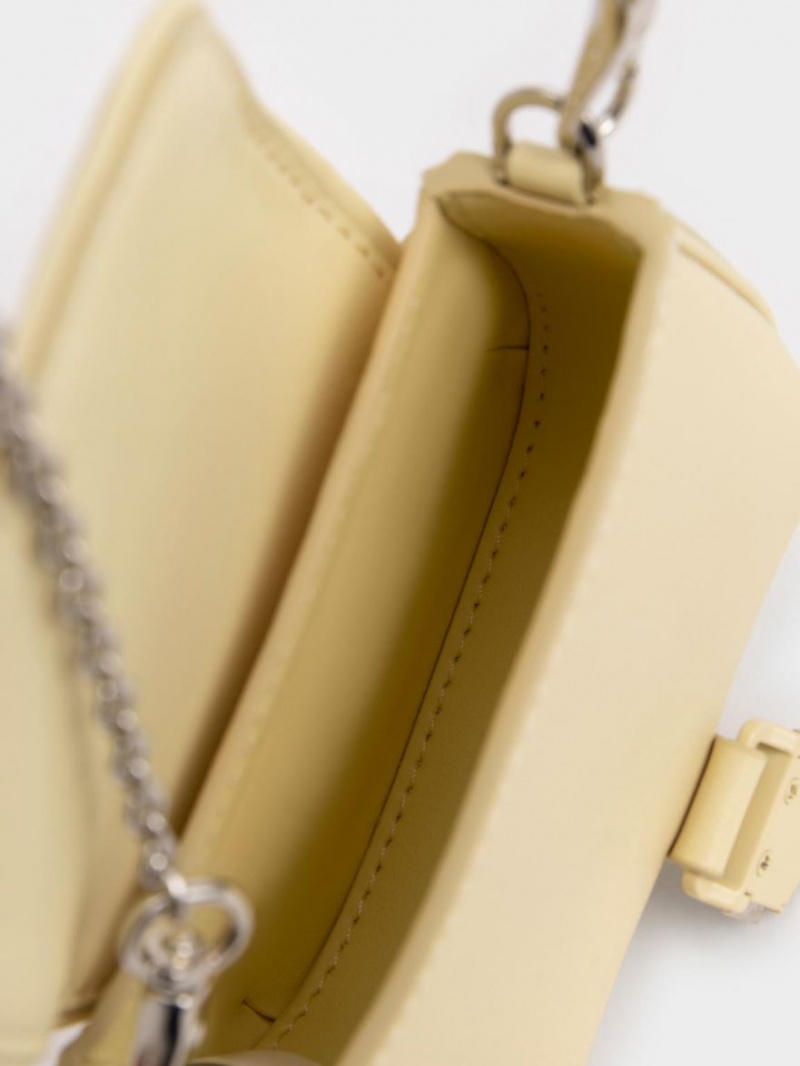 Genti Mini Charles & Keith Zetta Belt Cu Catarama Galbeni | 826LCDYVQ