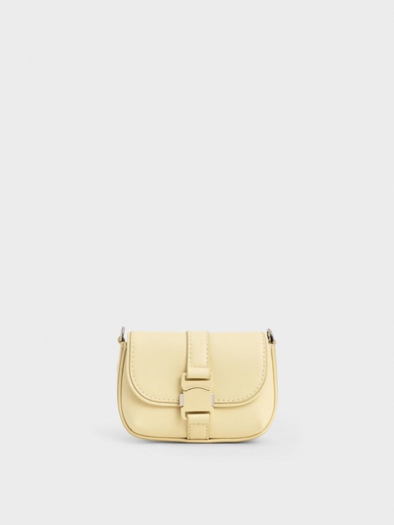Genti Mini Charles & Keith Zetta Belt Cu Catarama Galbeni | 826LCDYVQ