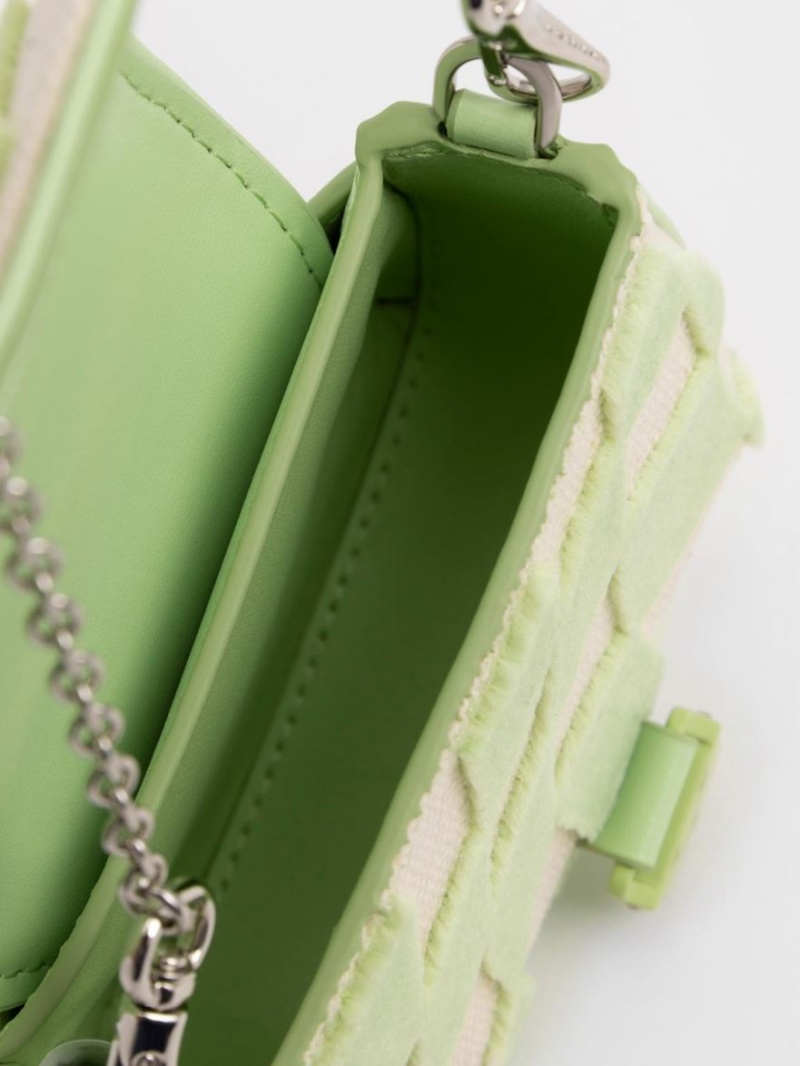 Genti Mini Charles & Keith Zetta Belt Cu Catarama Checkered Verzi | 506IVFYQO