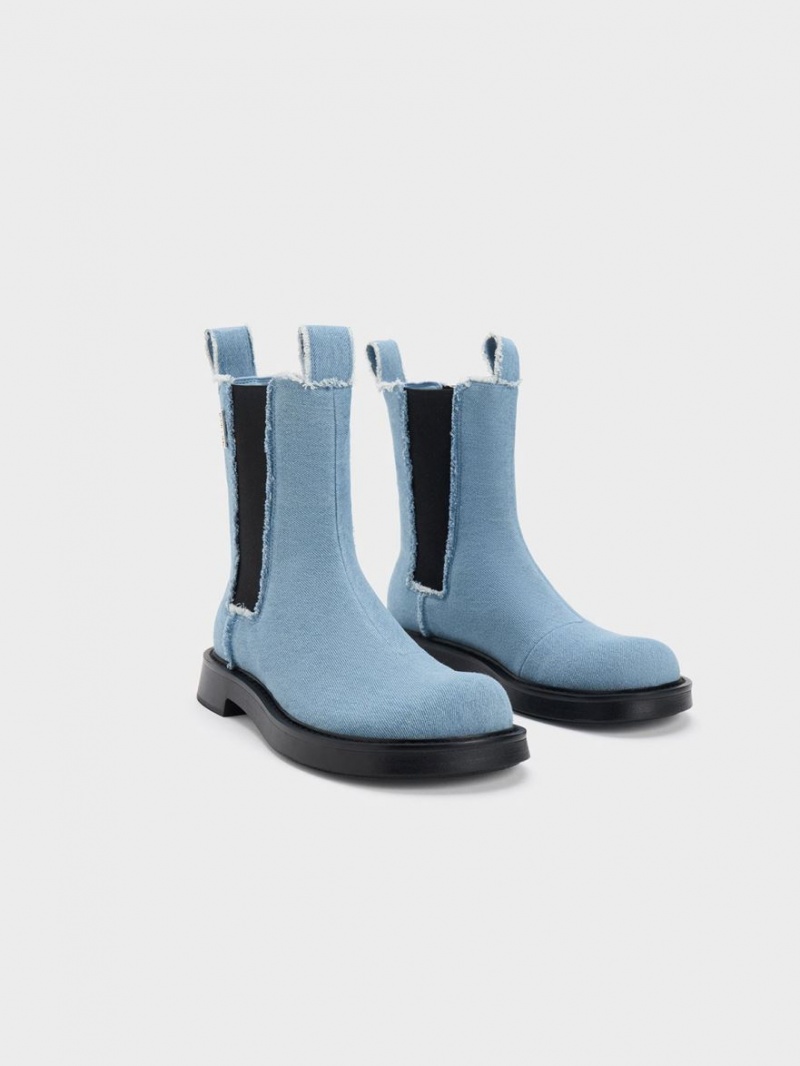 Ghete Chelsea Charles & Keith Bryn Denim Albastri Deschis | 502LZVWGN