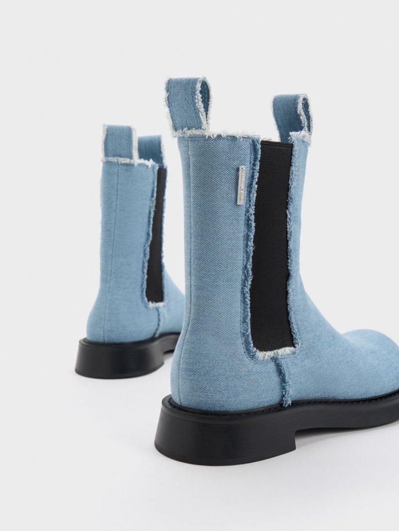 Ghete Chelsea Charles & Keith Bryn Denim Albastri Deschis | 502LZVWGN