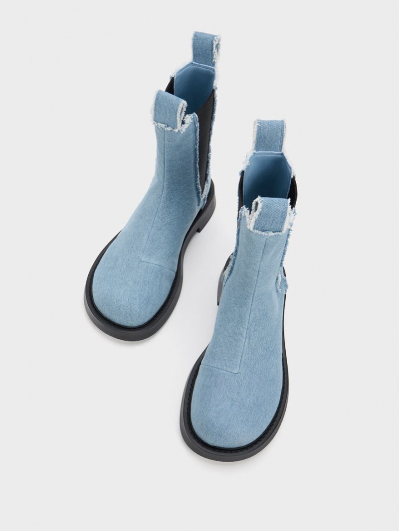 Ghete Chelsea Charles & Keith Bryn Denim Albastri Deschis | 502LZVWGN