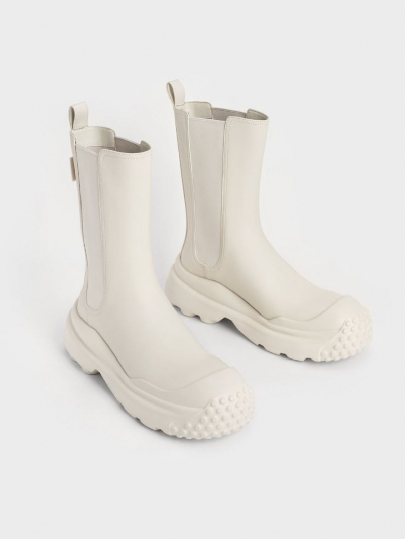 Ghete Chelsea Charles & Keith Elba Round-Bombeu Albi | 934XJHCEG