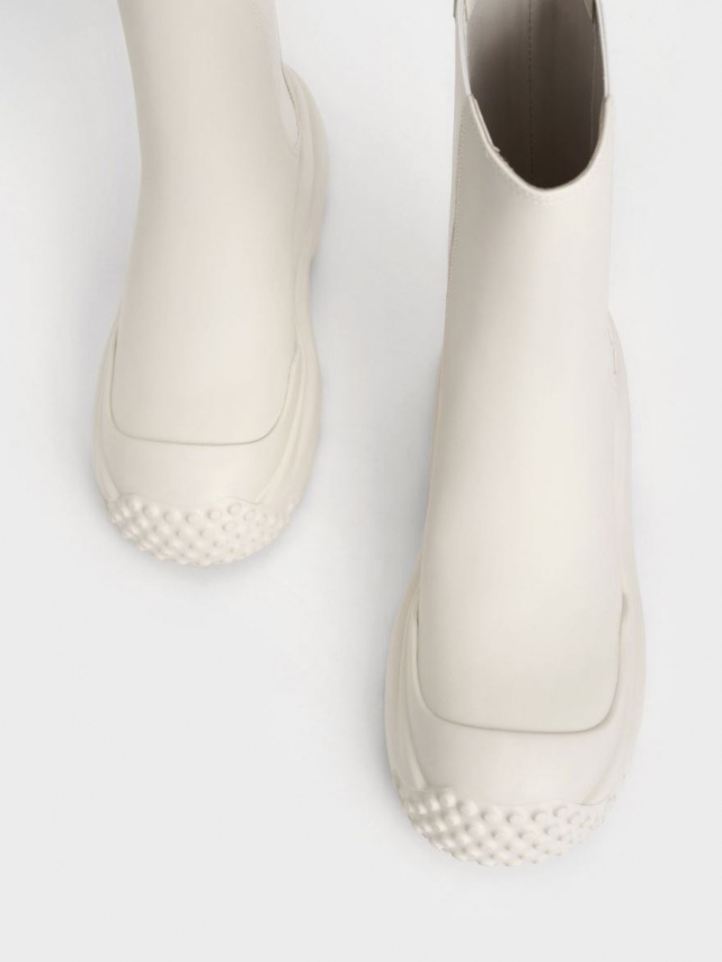 Ghete Chelsea Charles & Keith Elba Round-Bombeu Albi | 934XJHCEG