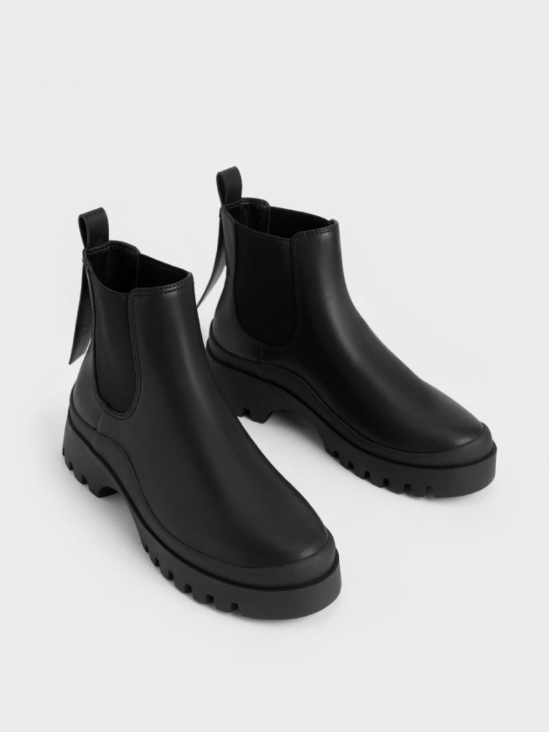 Ghete Chelsea Charles & Keith Extended Pull Tab Negrii | 740VYIECM