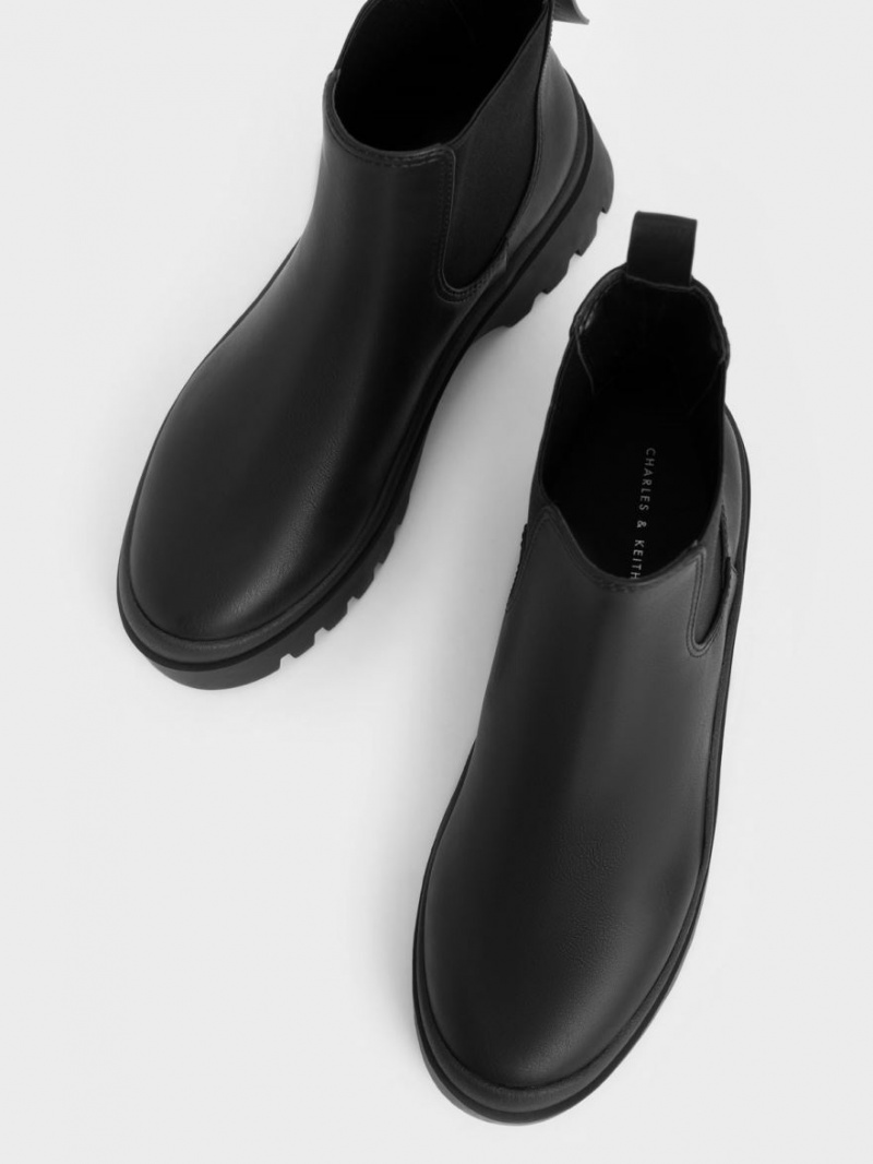 Ghete Chelsea Charles & Keith Extended Pull Tab Negrii | 740VYIECM