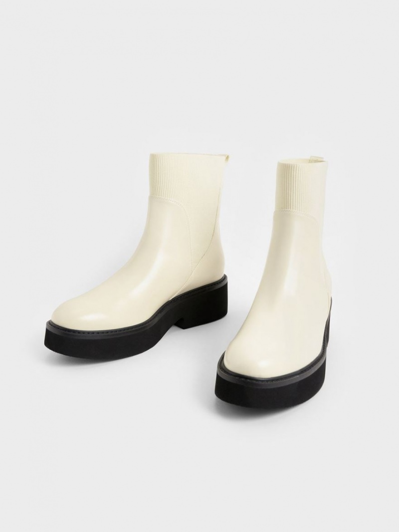 Ghete Chelsea Charles & Keith Grosolan Platforma Albi | 628UXKQZW