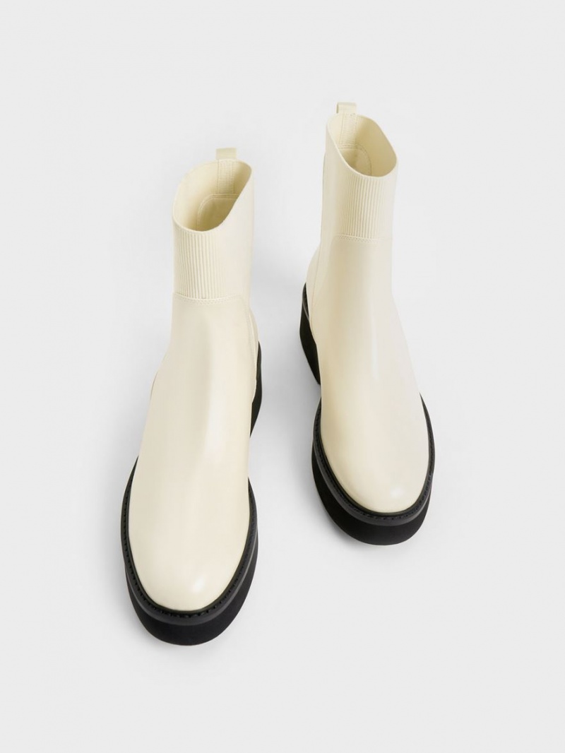 Ghete Chelsea Charles & Keith Grosolan Platforma Albi | 628UXKQZW