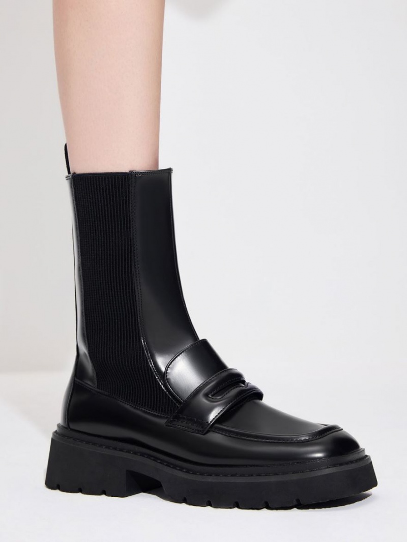 Ghete Chelsea Charles & Keith Penny Loafer Negrii | 723NHJBKR