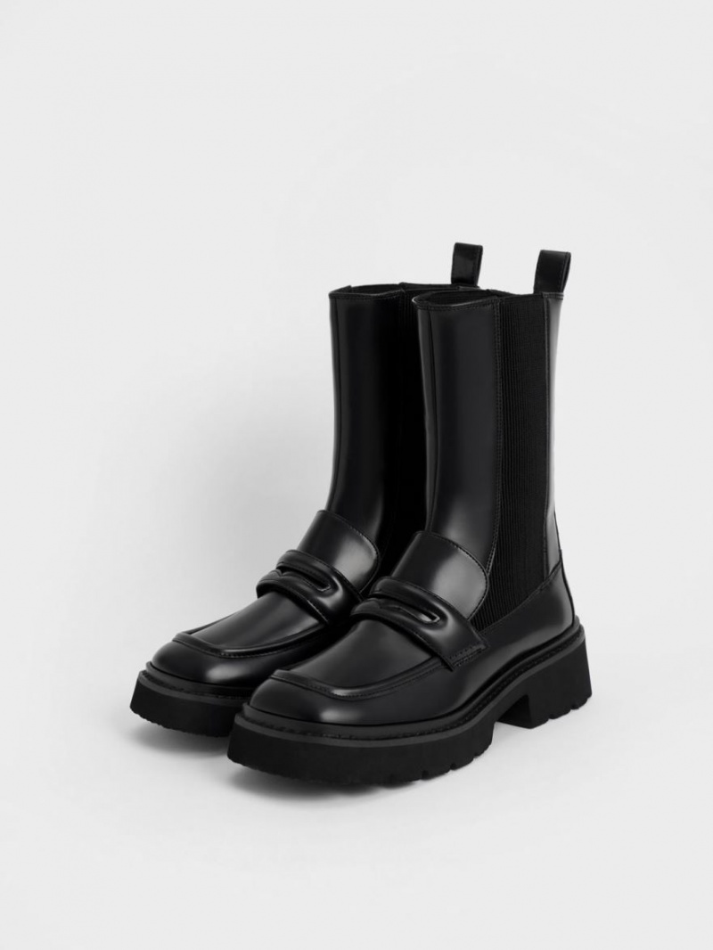 Ghete Chelsea Charles & Keith Penny Loafer Negrii | 723NHJBKR