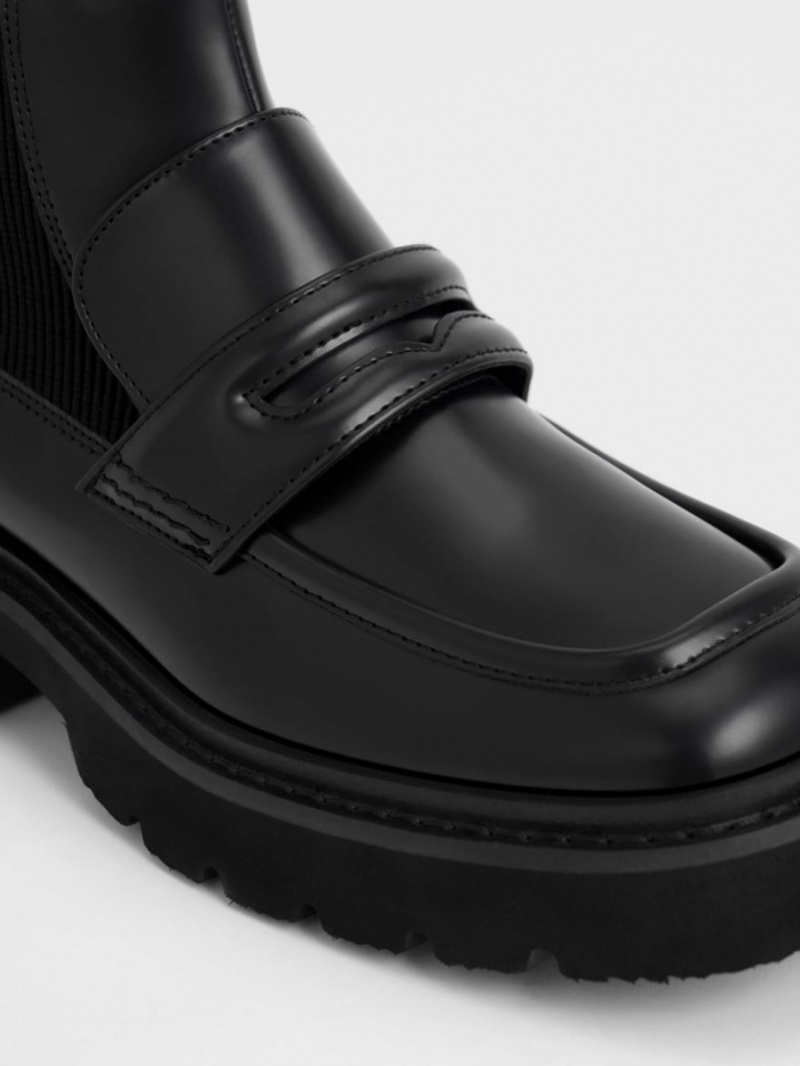 Ghete Chelsea Charles & Keith Penny Loafer Negrii | 723NHJBKR