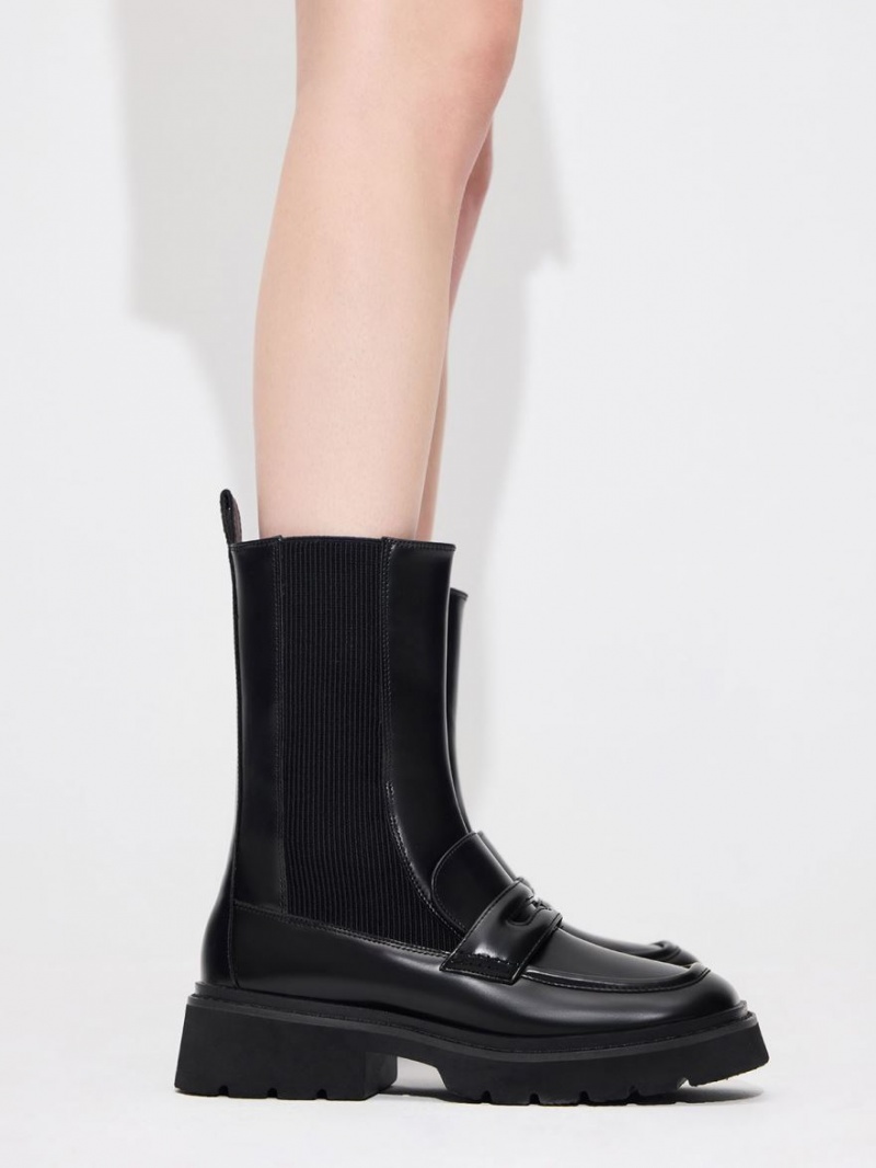Ghete Chelsea Charles & Keith Penny Loafer Negrii | 723NHJBKR