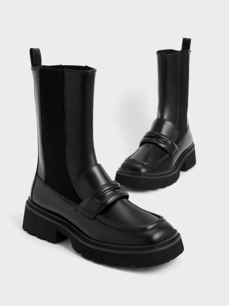 Ghete Chelsea Charles & Keith Penny Loafer Negrii | 723NHJBKR