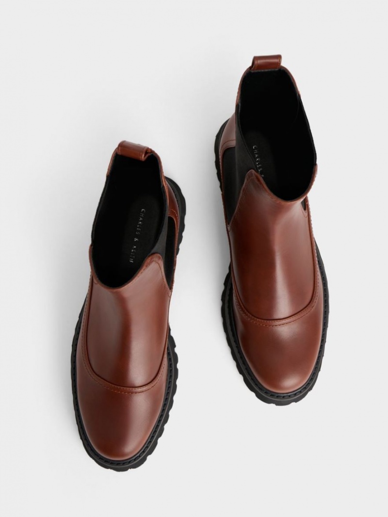 Ghete Chelsea Charles & Keith Ridged-Sole Rosii Inchis | 539UBDKMA
