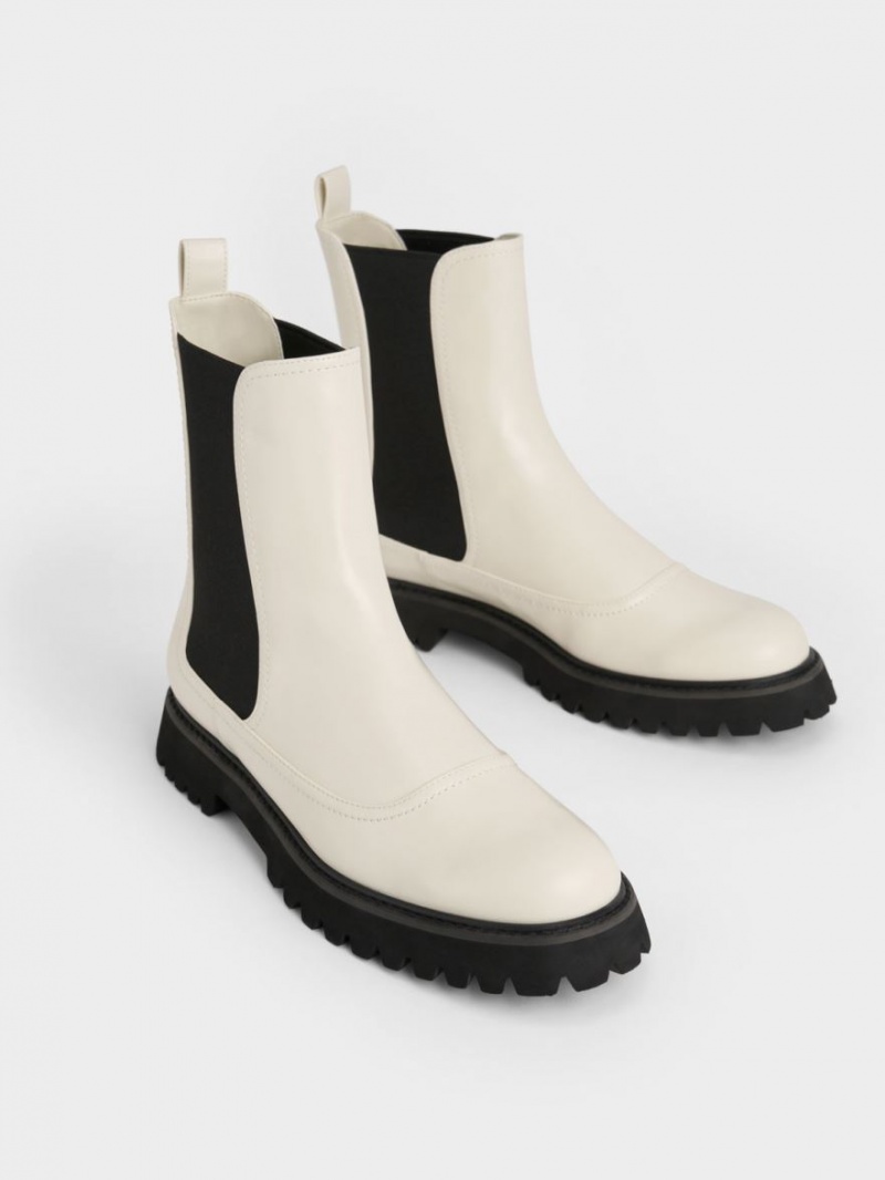 Ghete Chelsea Charles & Keith Ridged-Sole Albi | 287WPLQJS