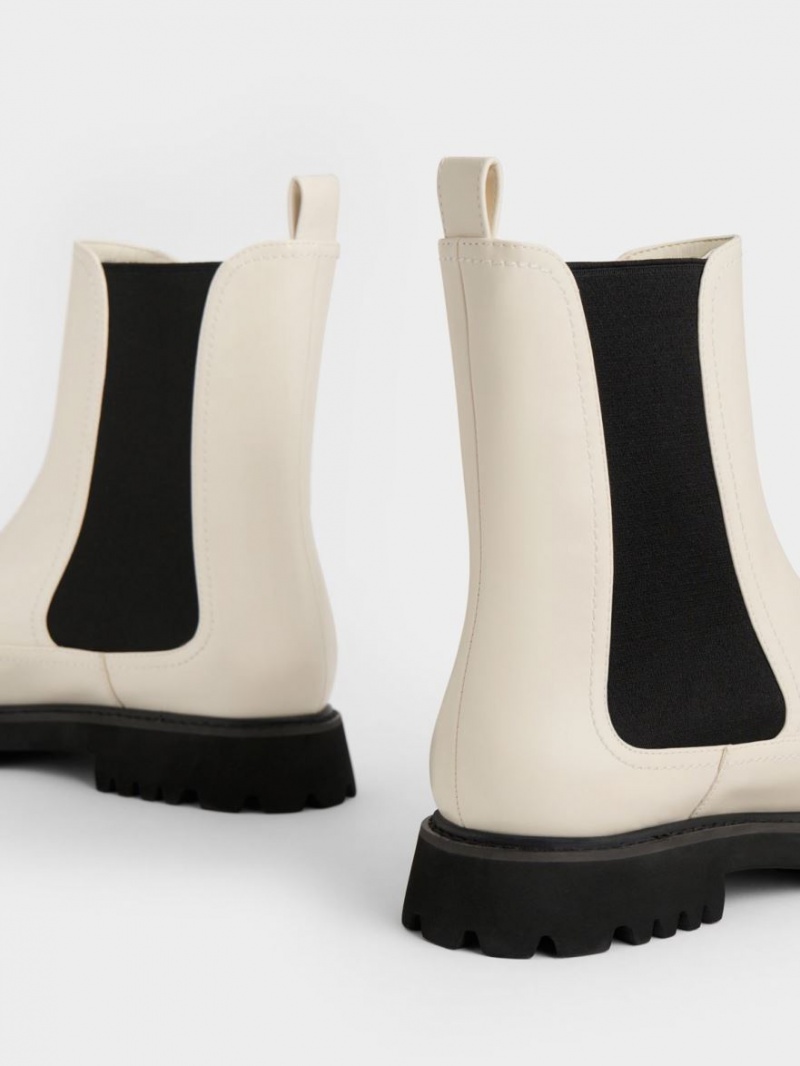 Ghete Chelsea Charles & Keith Ridged-Sole Albi | 287WPLQJS