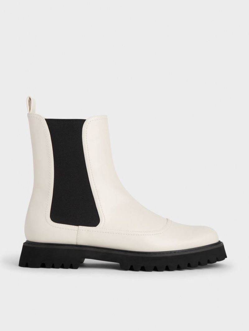 Ghete Chelsea Charles & Keith Ridged-Sole Albi | 287WPLQJS