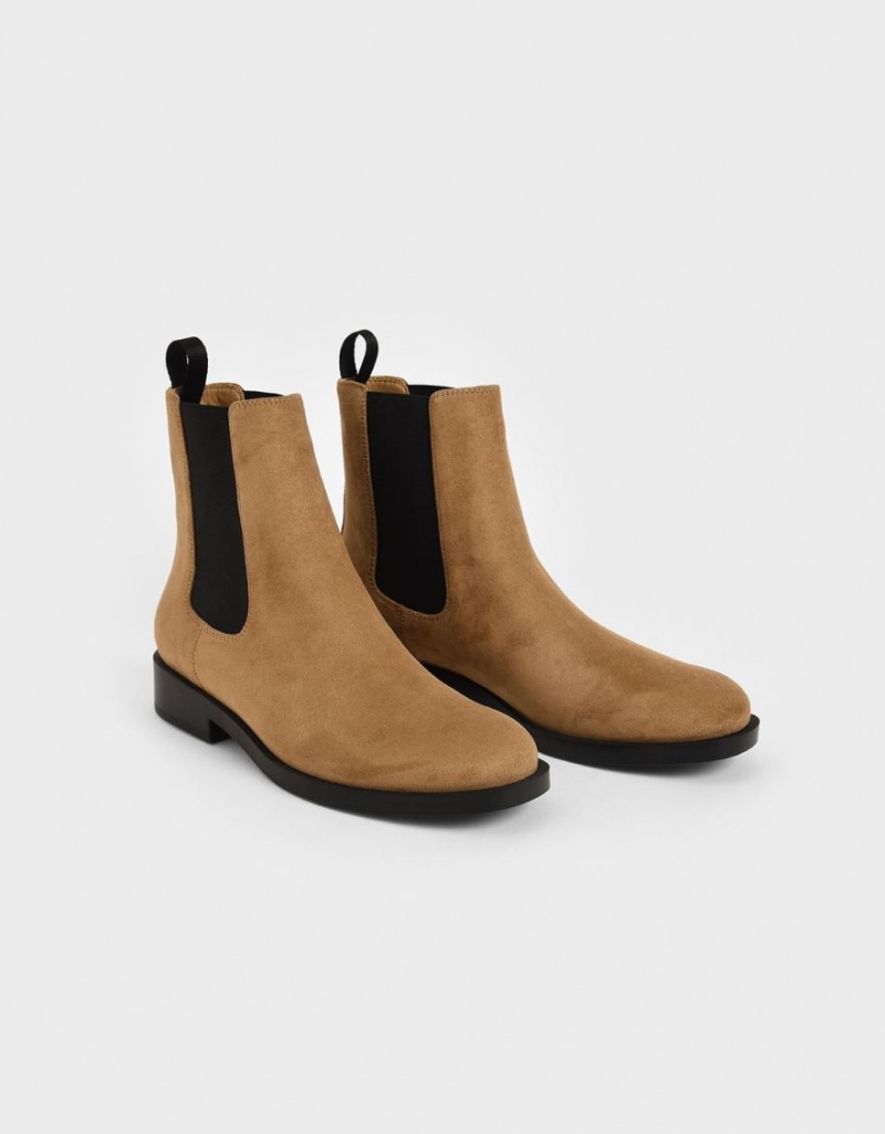 Ghete Chelsea Charles & Keith Textured Round Bombeu Maro | 584CIBFJY