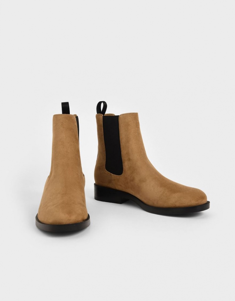 Ghete Chelsea Charles & Keith Textured Round Bombeu Maro | 584CIBFJY