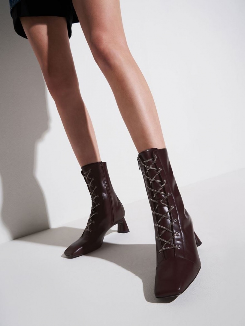 Ghete cu Siret Charles & Keith Chain Calf Visinii | 825BKEJFV
