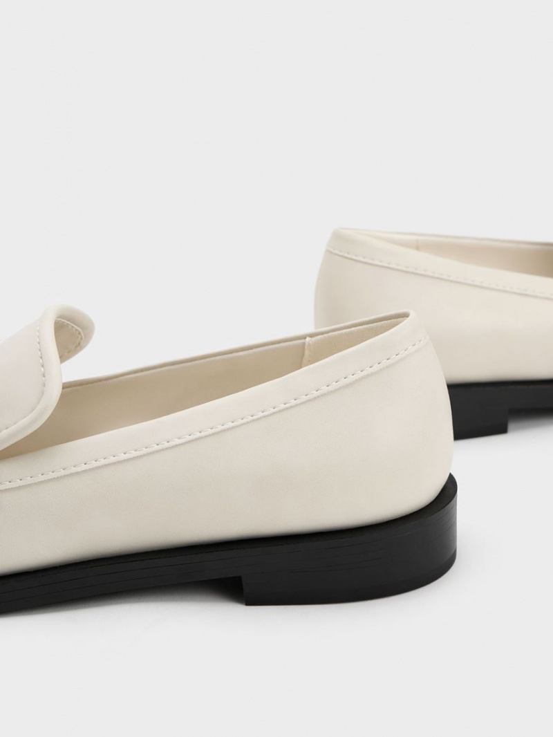 Mocasini Charles & Keith Beaded Curea Albi | 632CQDZAY