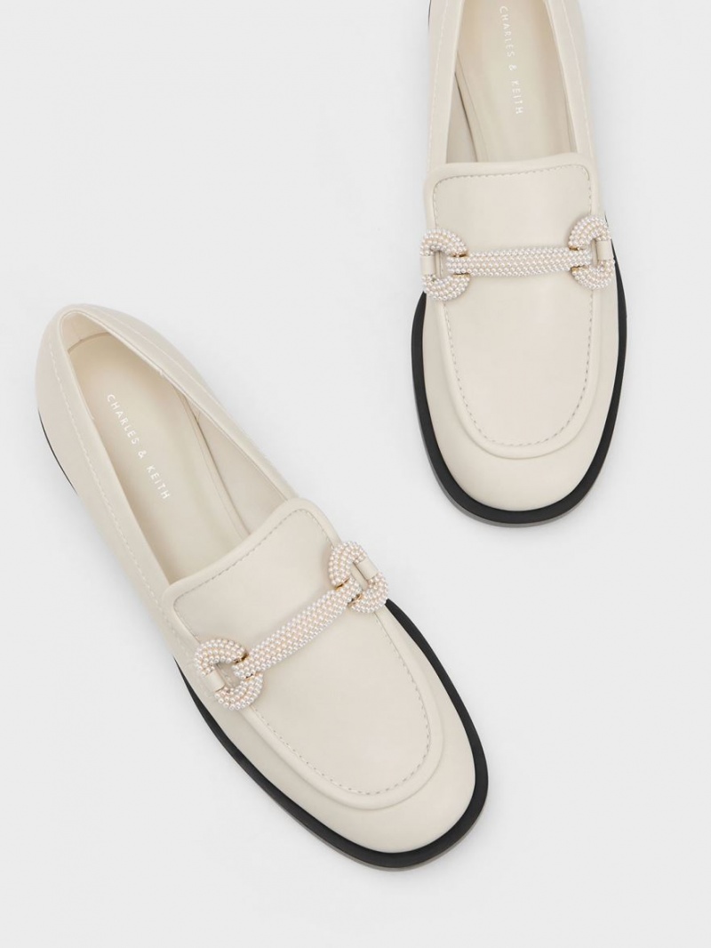 Mocasini Charles & Keith Beaded Curea Albi | 632CQDZAY