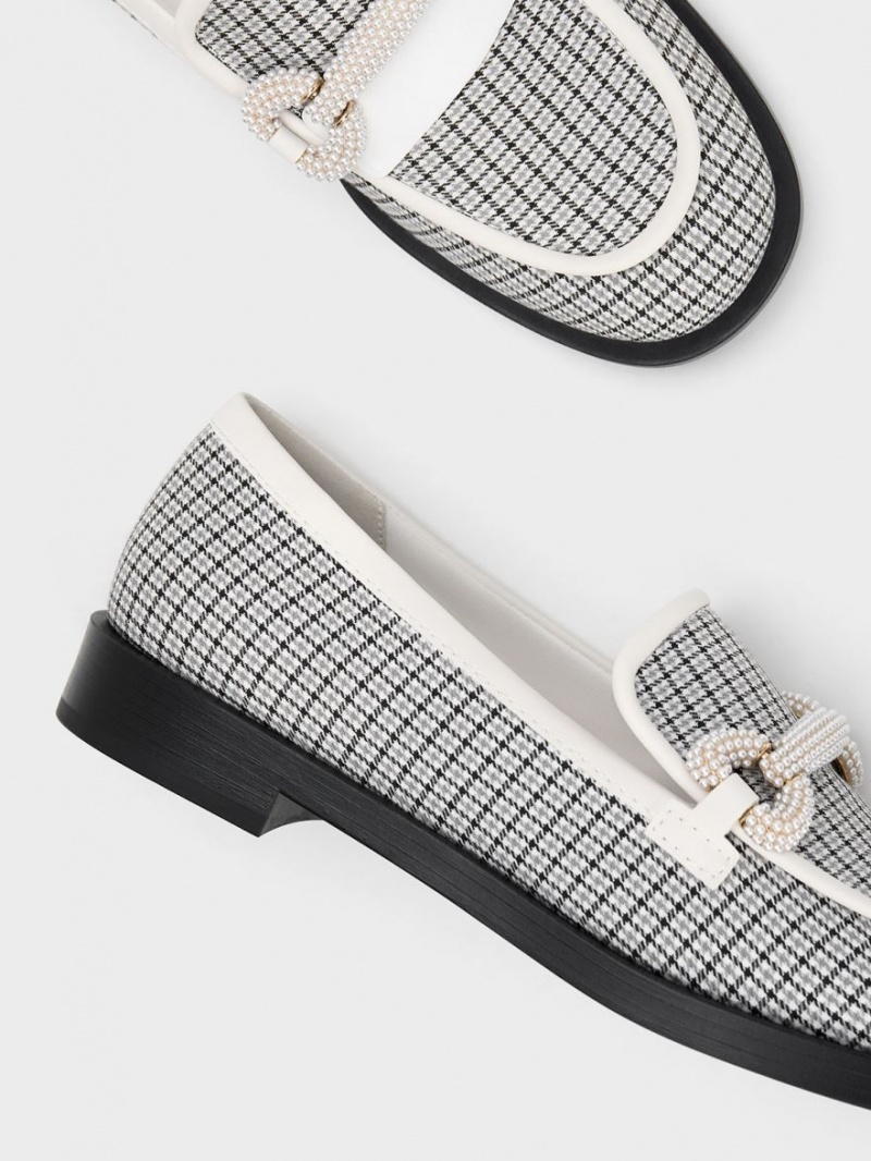 Mocasini Charles & Keith Checkered Beaded Curea Gri | 690RBAKEM