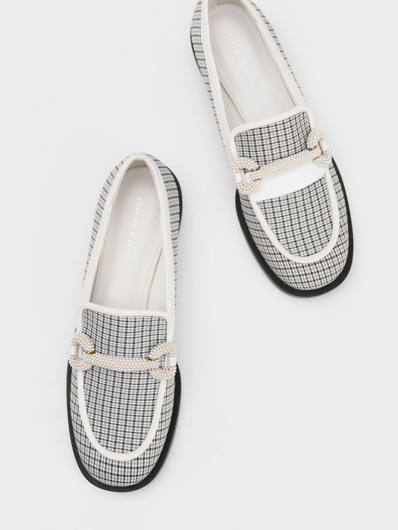 Mocasini Charles & Keith Checkered Beaded Curea Gri | 690RBAKEM
