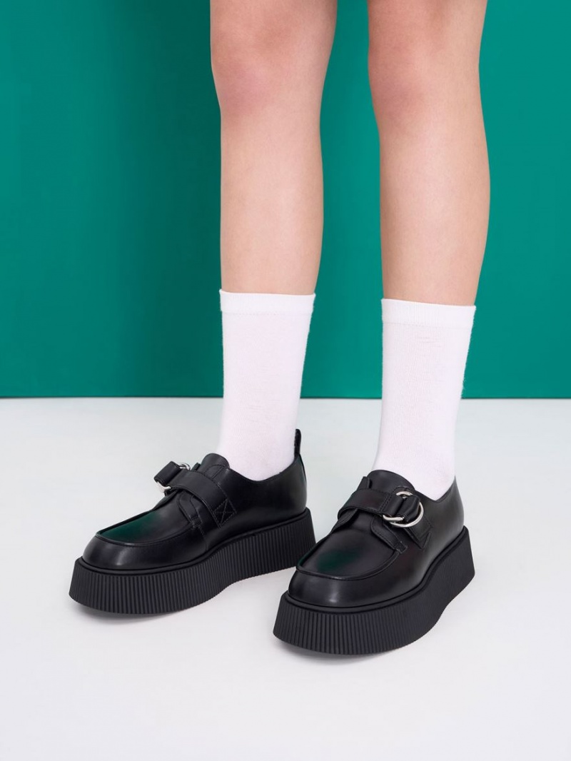 Mocasini Charles & Keith Cordova Buckled Platforma Negrii | 571HRJCWO