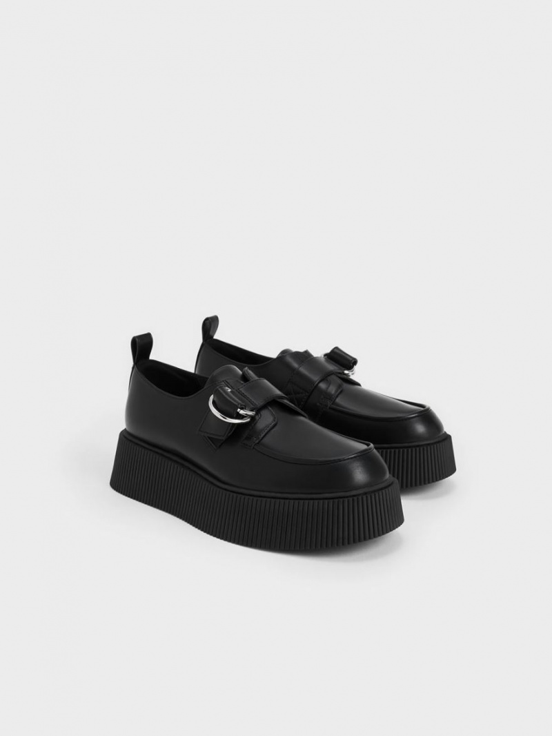 Mocasini Charles & Keith Cordova Buckled Platforma Negrii | 571HRJCWO