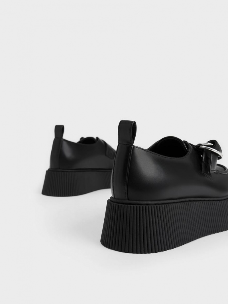 Mocasini Charles & Keith Cordova Buckled Platforma Negrii | 571HRJCWO