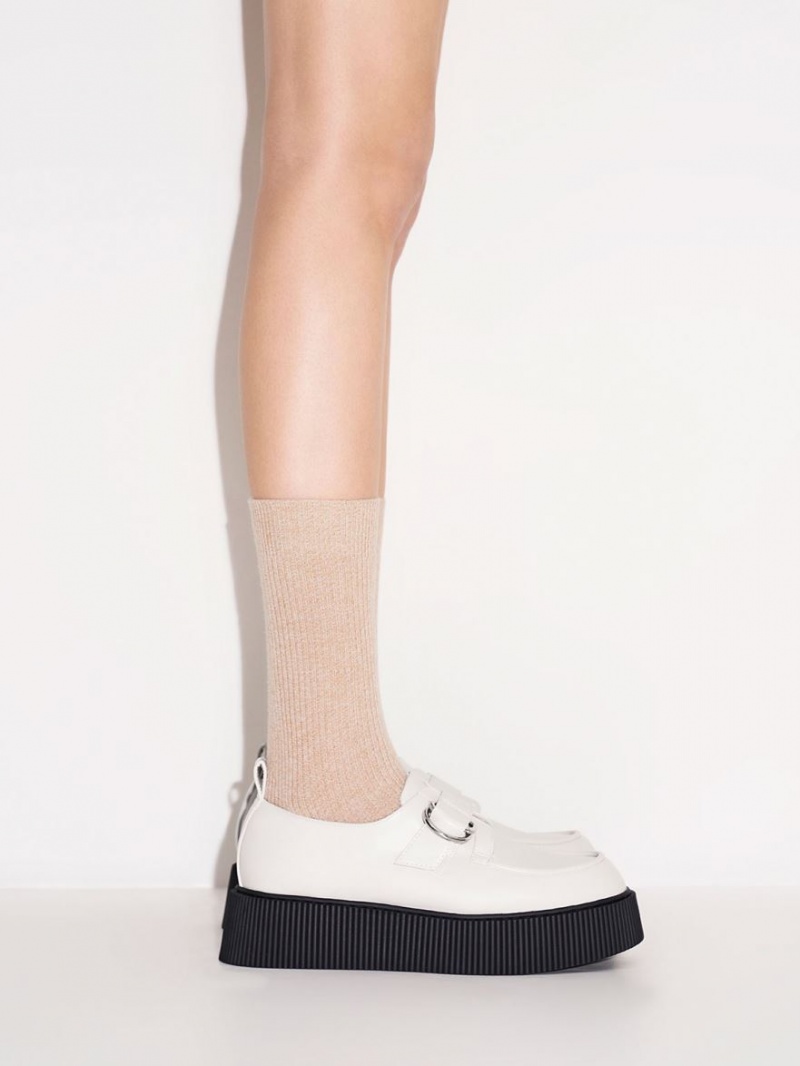 Mocasini Charles & Keith Cordova Buckled Platforma Albi | 387KGNWQD
