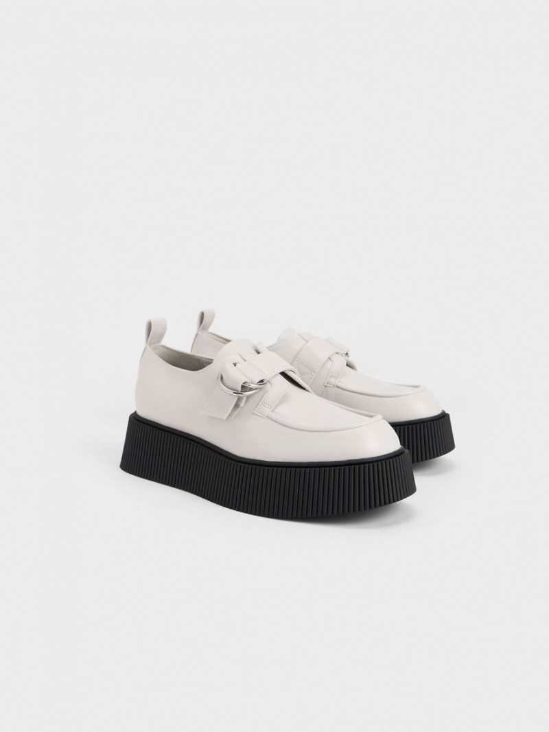 Mocasini Charles & Keith Cordova Buckled Platforma Albi | 387KGNWQD