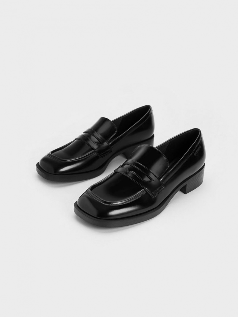 Mocasini Charles & Keith Cut-Out Penny Negrii | 603LJFHCZ